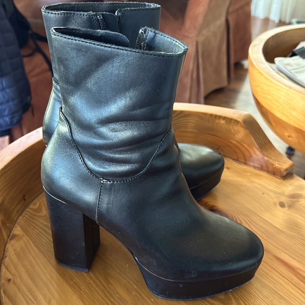 Ash Amazon Black Platform Block Heel Bootie Size 5 - image 1
